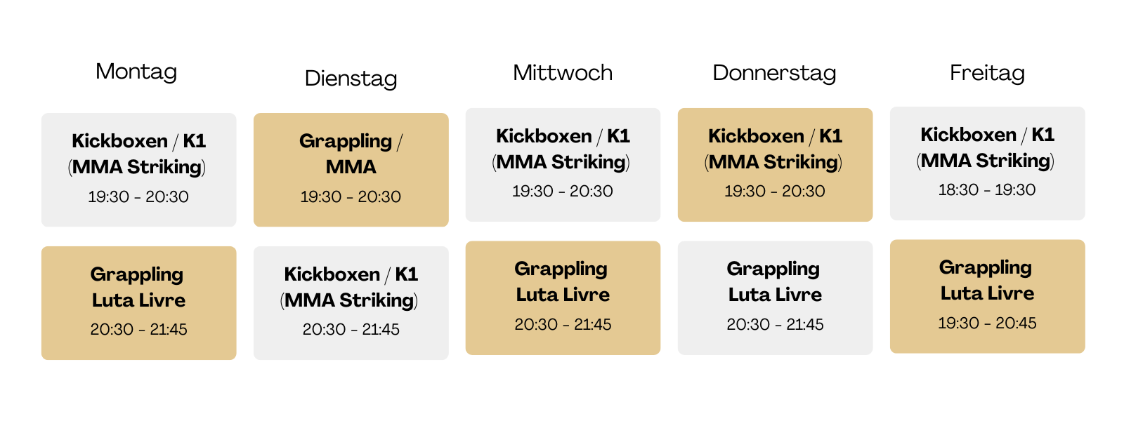 Trainingsplan Victory MMA Bielefeld